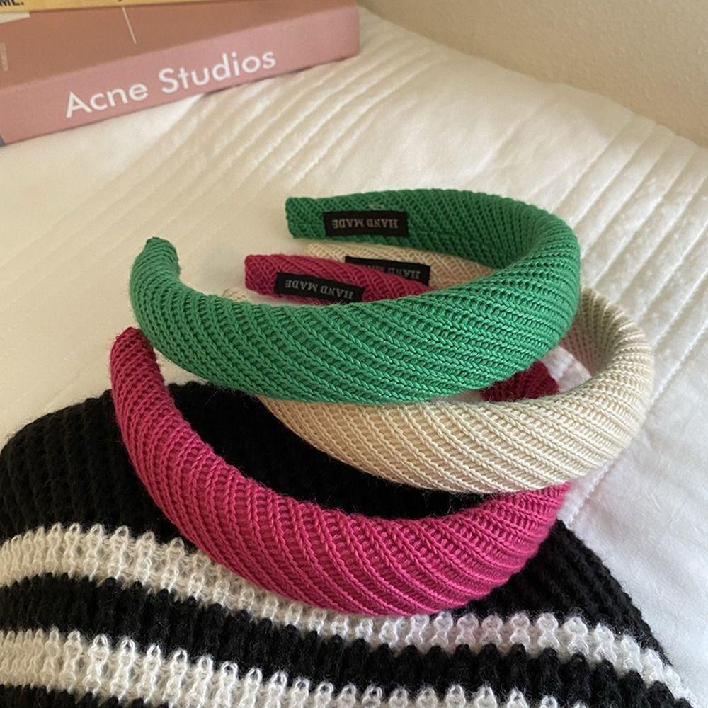 Băng Đô Cài Tóc Dệt Kim Phối Lông Thời Trang Xinh Xắn Cho Nữ WMES15H