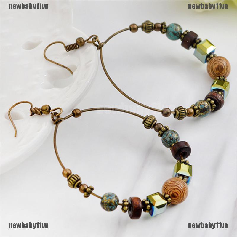 Khuyên Tai Chuỗi Tròn Đính Hạt Phong Cách Bohemian