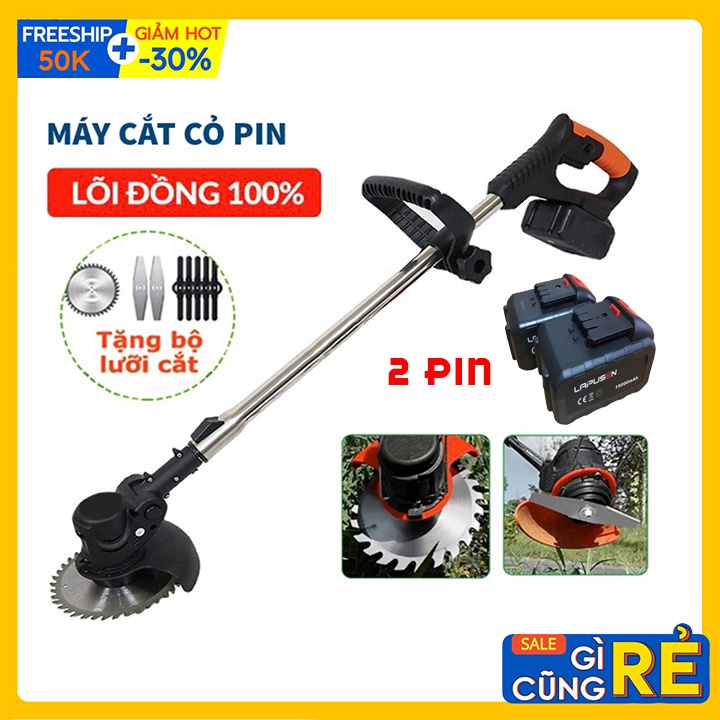 Máy cắt cỏ cầm tay LAPUSEN, Máy tỉa cành đa năng nhỏ gọn, 2 pin khủng 15 cell, Tặng kèm 8 lưỡi