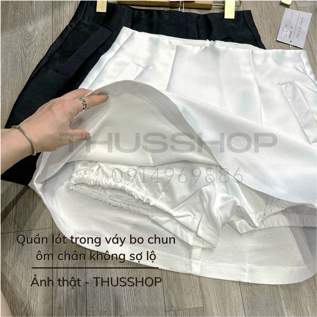 Chân Váy Dáng A Xòe Phồng Chất TAFTA Xịn Cao Cấp, Váy Ngắn Lưng Cao Phối Túi Thật Có Lót Trong THUS882