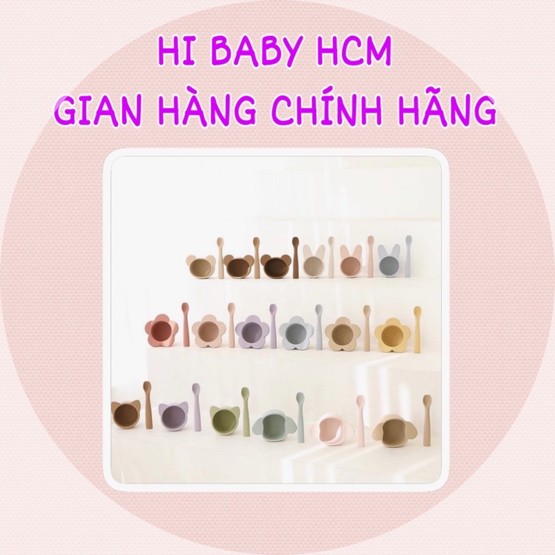 set chén + thìa ăn dặm Rocou nội địa Hàn quốc hàng chính hãng