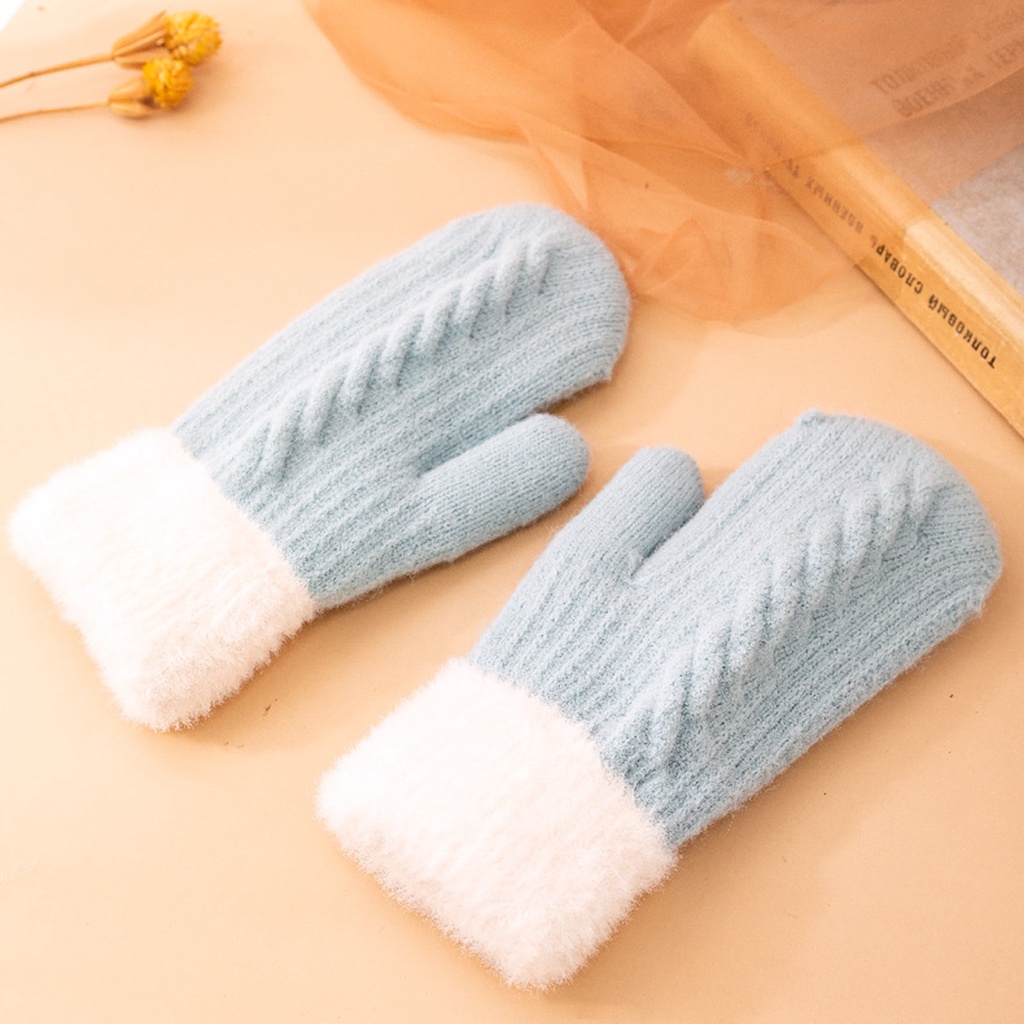 Đôi găng tay dệt kim giữ ấm thiết kế đơn giản thời trang dành cho nữ