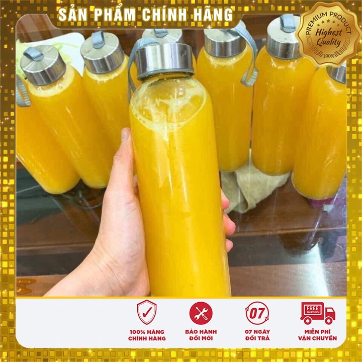 Bình detox thủy tinh đựng nước có quai xách tiện dụng 500ml