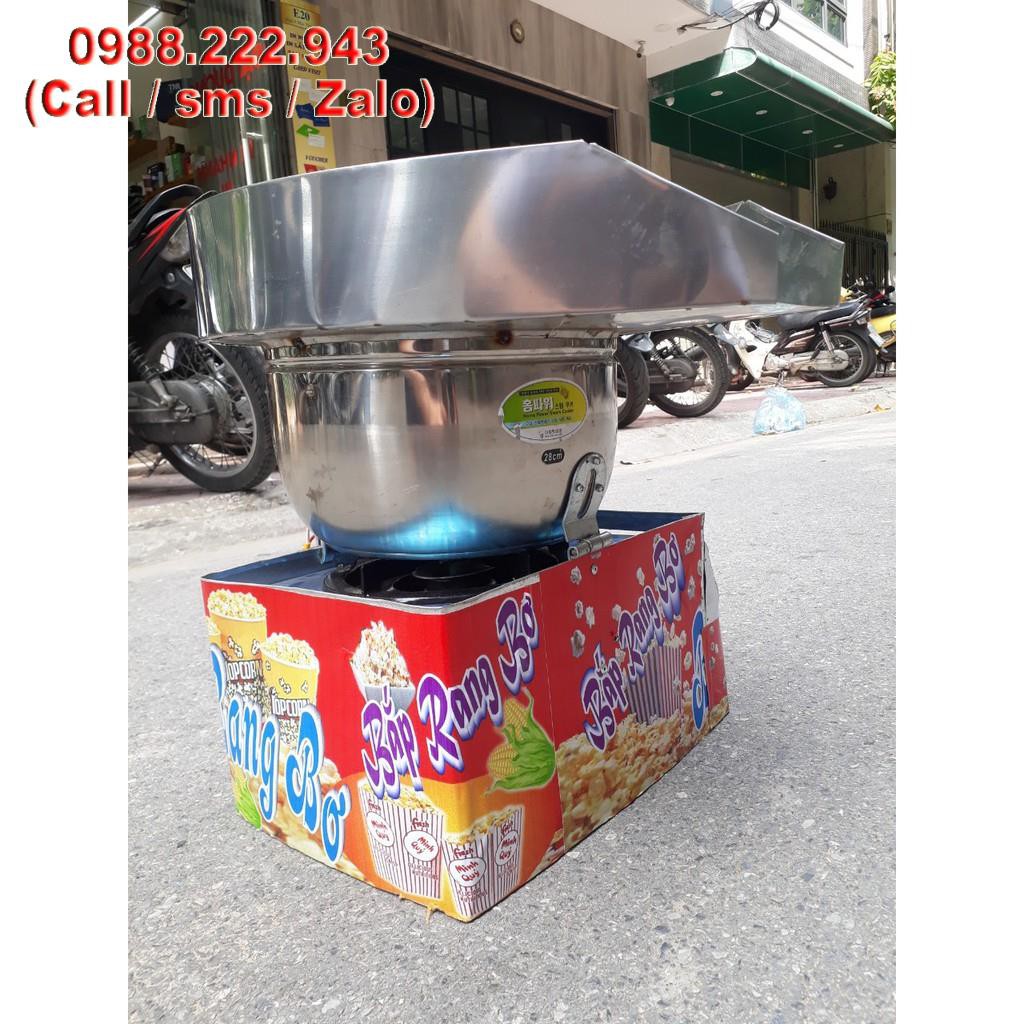 Máy nổ bỏng bắp rang bơ chạy ga, máy nổ bắp rang bơ ga (nồi phi 28 inox siêu đẹp)