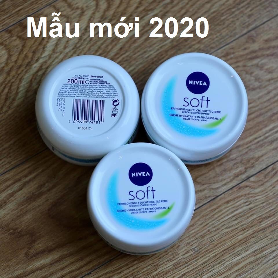 Kem dưỡng ẩm Nivea Soft ĐỨC, dưỡng ẩm chuyên sâu, chống nẻ chống khô mốc, giúp làm mềm mịn, sáng da, 200ml