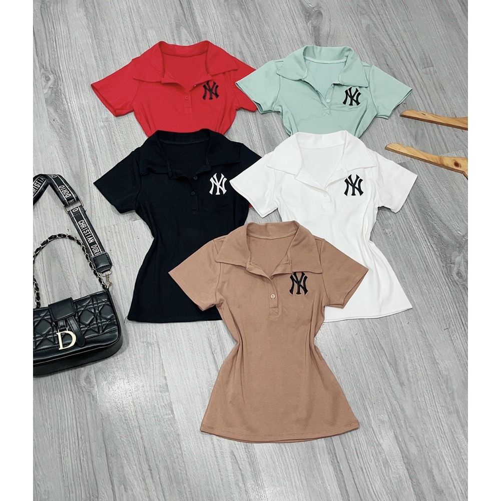 Áo thun cổ bẻ thêu Ny chất thun bozip siêu đẹp hàng chuẩn