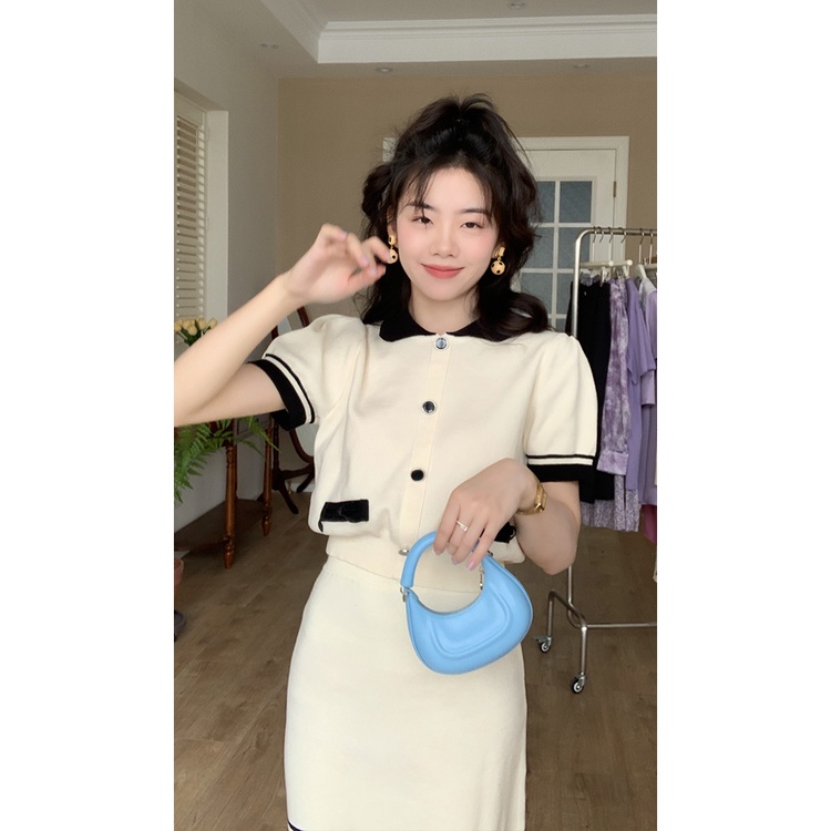 DUNEA Set Áo Sơ Mi Cổ Bẻ Cài Nút Và Chân Váy 2 Món Màu Sắc Trẻ Trung Cho Nữ