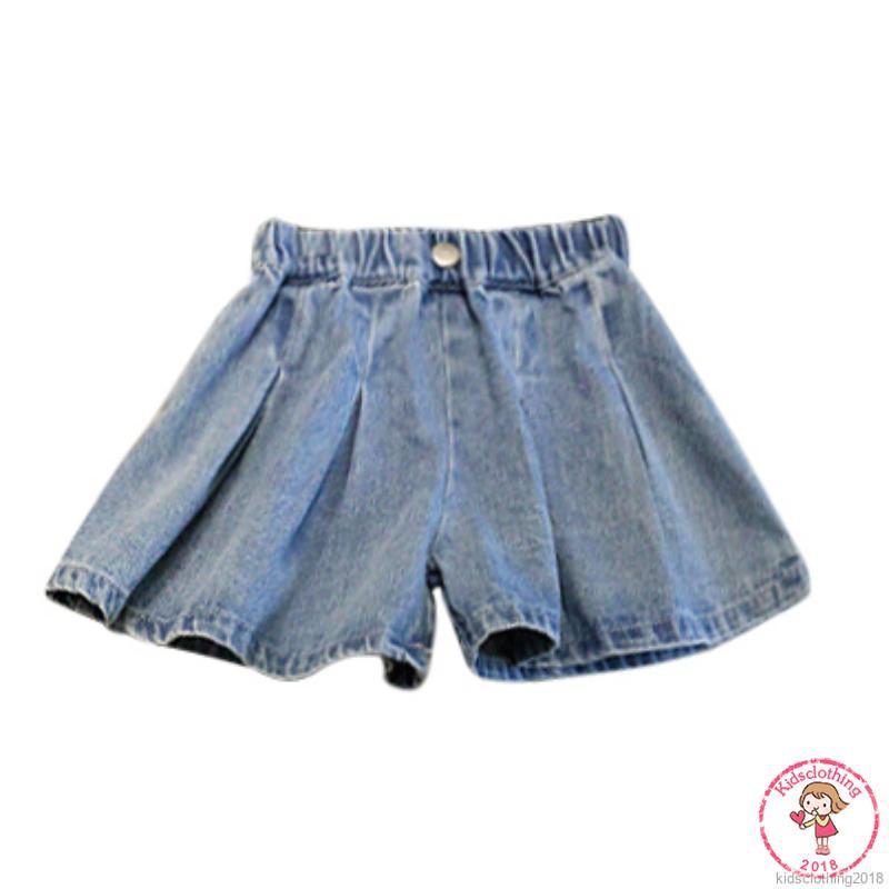 Quần Short Denim Ống Rộng Cho Bé Gái