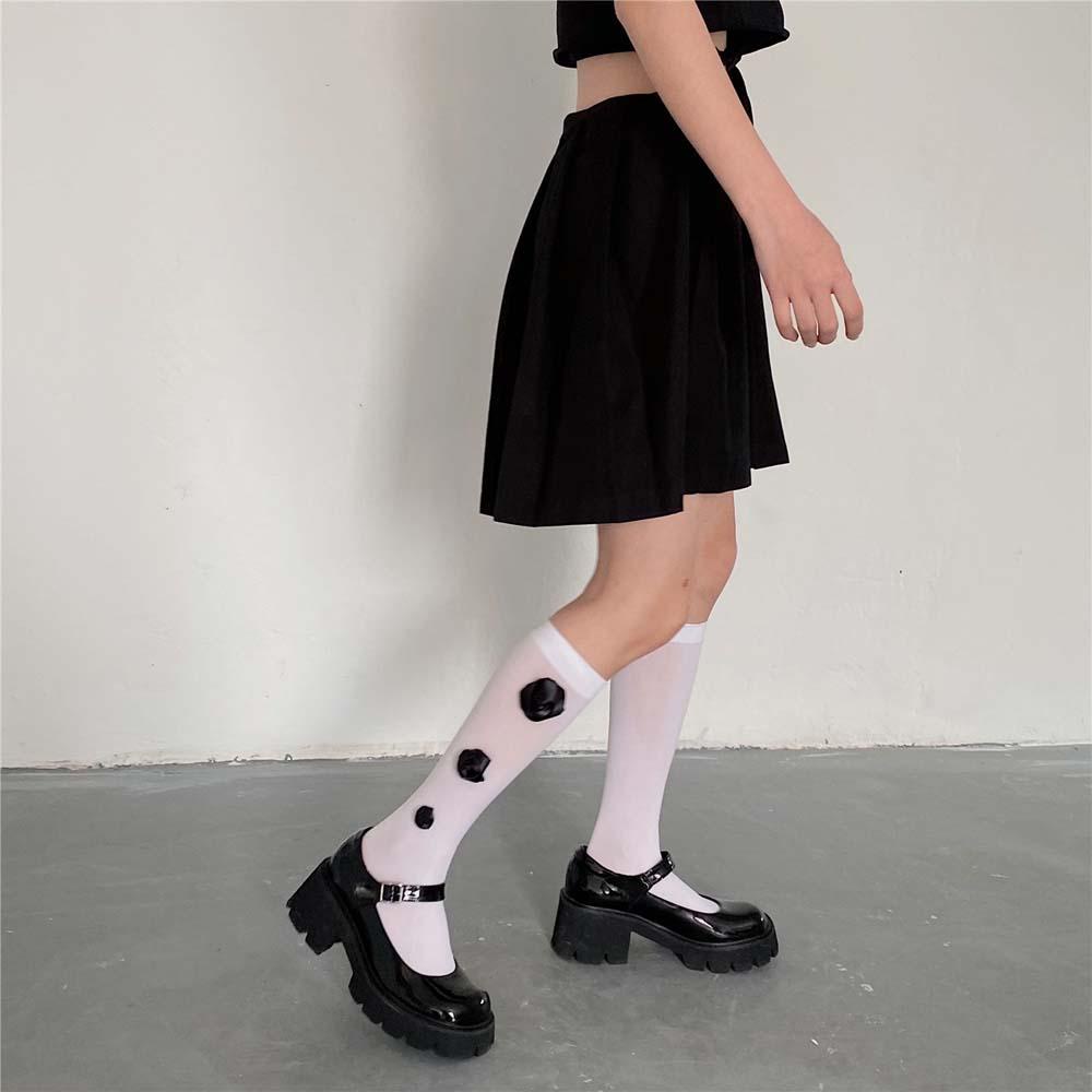 Tất Bắp Chân Bằng Nylon Mỏng Hai Mặt In Họa Tiết Hoa VANES1 Thời Trang Mùa Hè Dành Cho Bạn Nữ