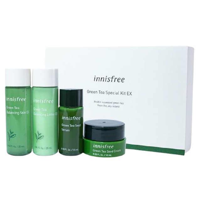 Set dưỡng da, Set dưỡng da mini Innisfree  Green Tea gồm 4 sản phẩm chuẩn AUTH