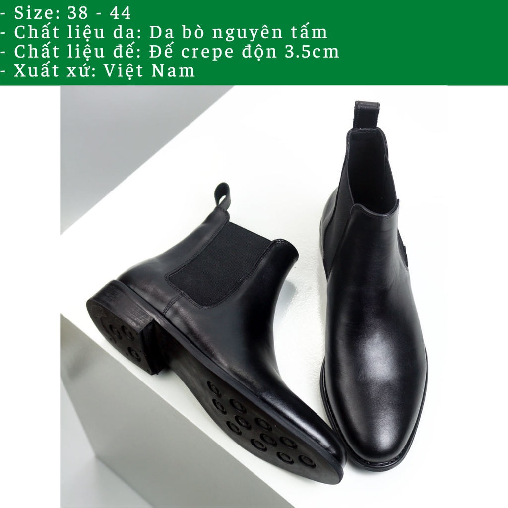 Giày Chelsea boots thời trang nam chất liệu da bò giúp tăng chiều cao 3.5cm 💖Bảo hành 12 tháng💖 | BigBuy360 - bigbuy360.vn