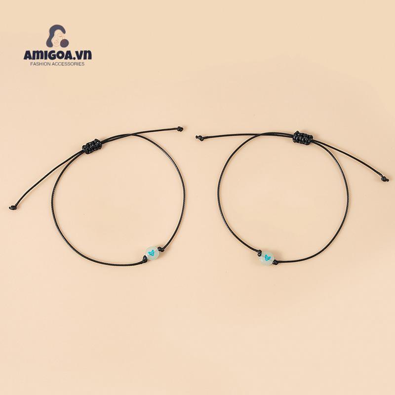 ✨✨Vòng Tay Dạ Quang Xỏ Hạt Tình Bạn May Mắn Đơn Giản Có Thể Điều Chỉnh Cho Cặp Đôi