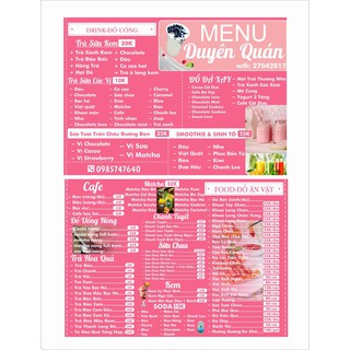 In Menu Giá Rẻ. Miễn Phí Thiết Kế