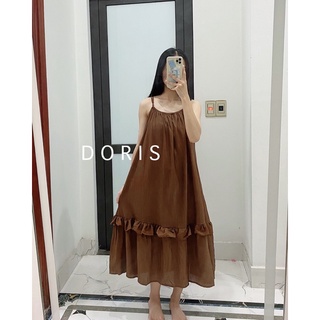 Váy hai dây đuôi cá chất đũi gân tăm có chốt điều chỉnh dây mặc mùa hè