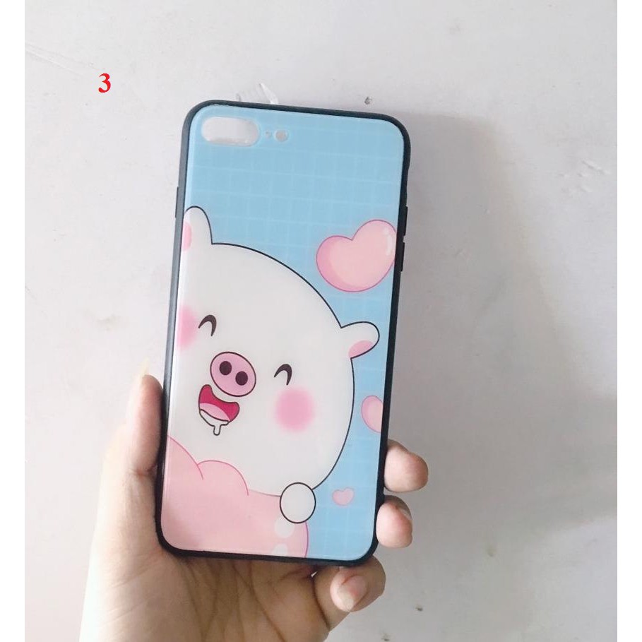 [Freeship toàn quốc từ 50k] IPHONE 7+/8+ ỐP MẶT LƯNG KÍNH HÌNH HEO SIÊU DỄ THƯƠNG