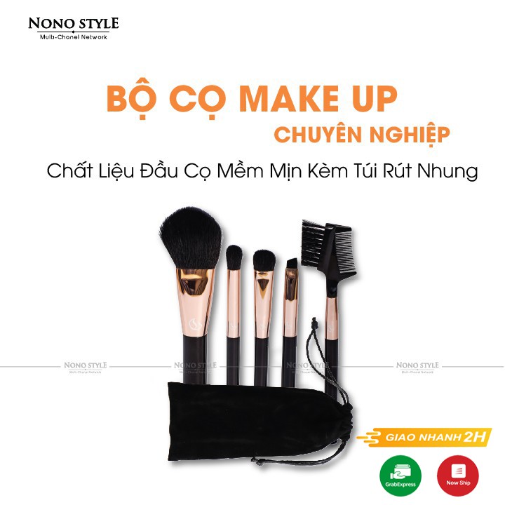 [Sale Off] Bộ Cọ Trang Điểm Cao Cấp - Bộ 5 Món - Lông Mềm Mượt Ăn Phấn, Kem - Đàn Hồi - Hàng Chính Hãng