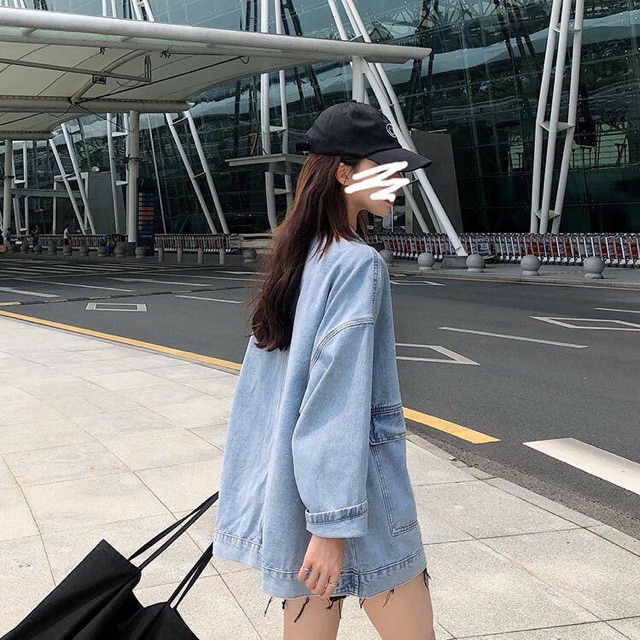 Áo khoác jeans bò dài tay 2 màu xanh đen chất dày dặn hàng loại 1 đi học đi chơi hàng Quảng Châu