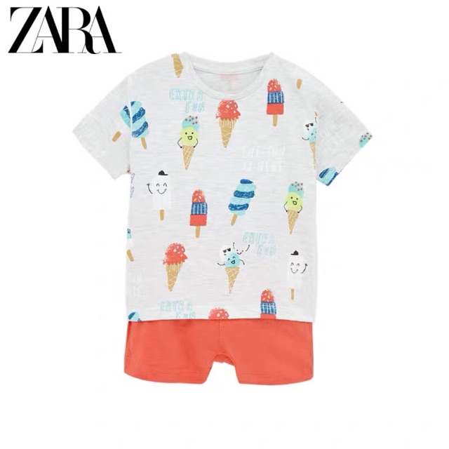 Set zara bé trai hình Kem