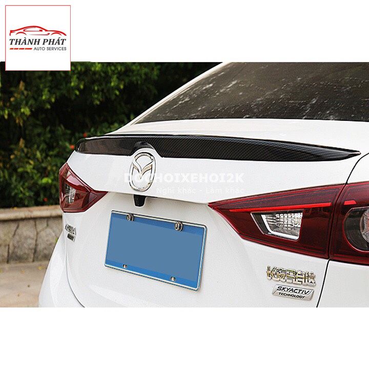 Mazda 3 2015-2019- Đuôi Gió Carbon Thấp Liền Cốp Xe Mazda 3 2015-2019