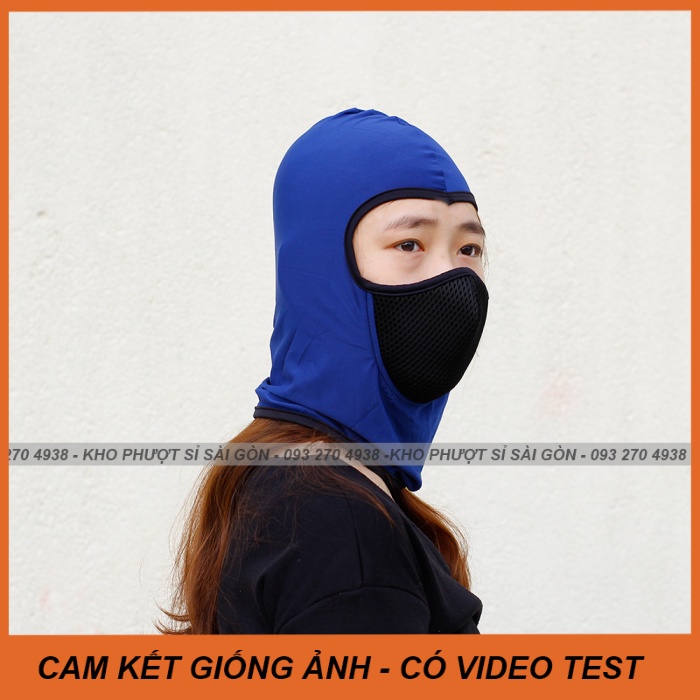 Kho Sỉ SG - [GIÁ KHO] Khăn trùm đầu Ninja đội fullface cao cấp Ari màu xanh dương đặc biệt - Khăn ninja Ari đội mũ fullf