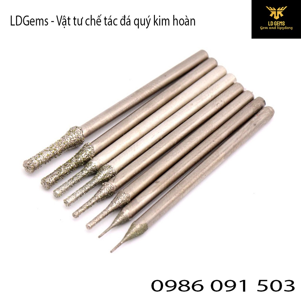 Mũi mài kim cương (MÃ A) Cốt 2.35mm  chuyên dụng mài, chạm, khắc tượng ngọc, đá quý, đá thô, đá cảnh