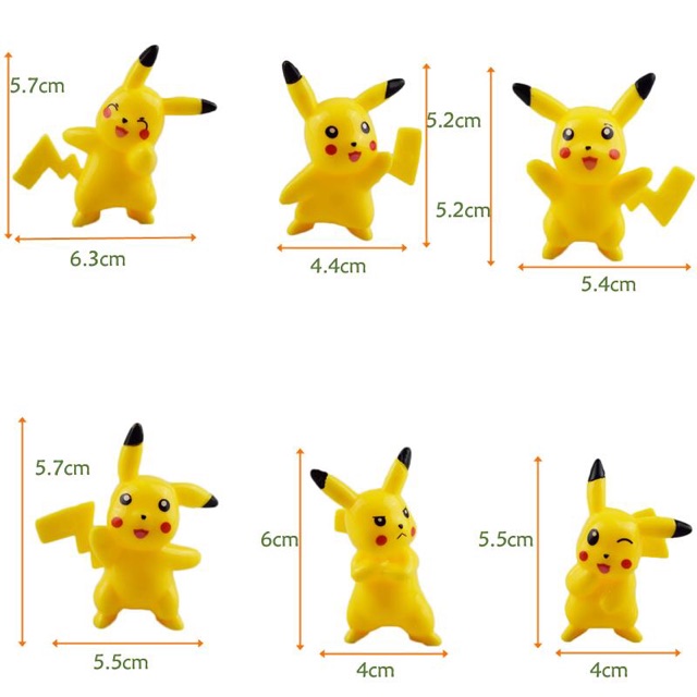 Set 6 Pikachu trang trí bánh phụ kiện sinh nhật