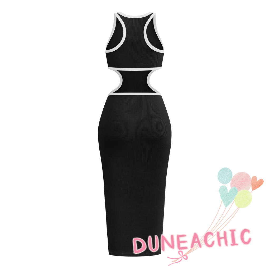 DUNEA Đầm Đua Xe Hở Lưng Cổ Tròn Gợi Cảm Cho Nữ