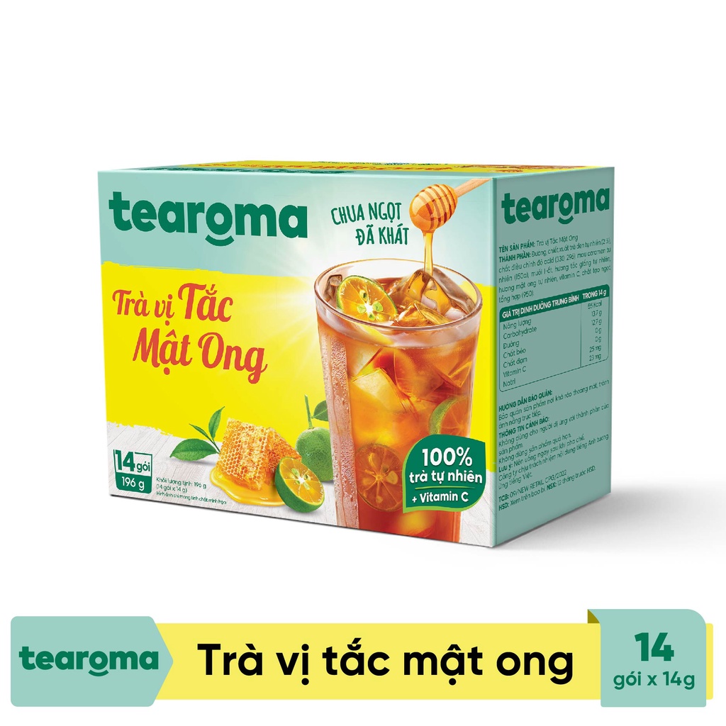 Trà Tearoma hòa tan vị Tắc mật ong hộp 196g (14 gói x 14g)