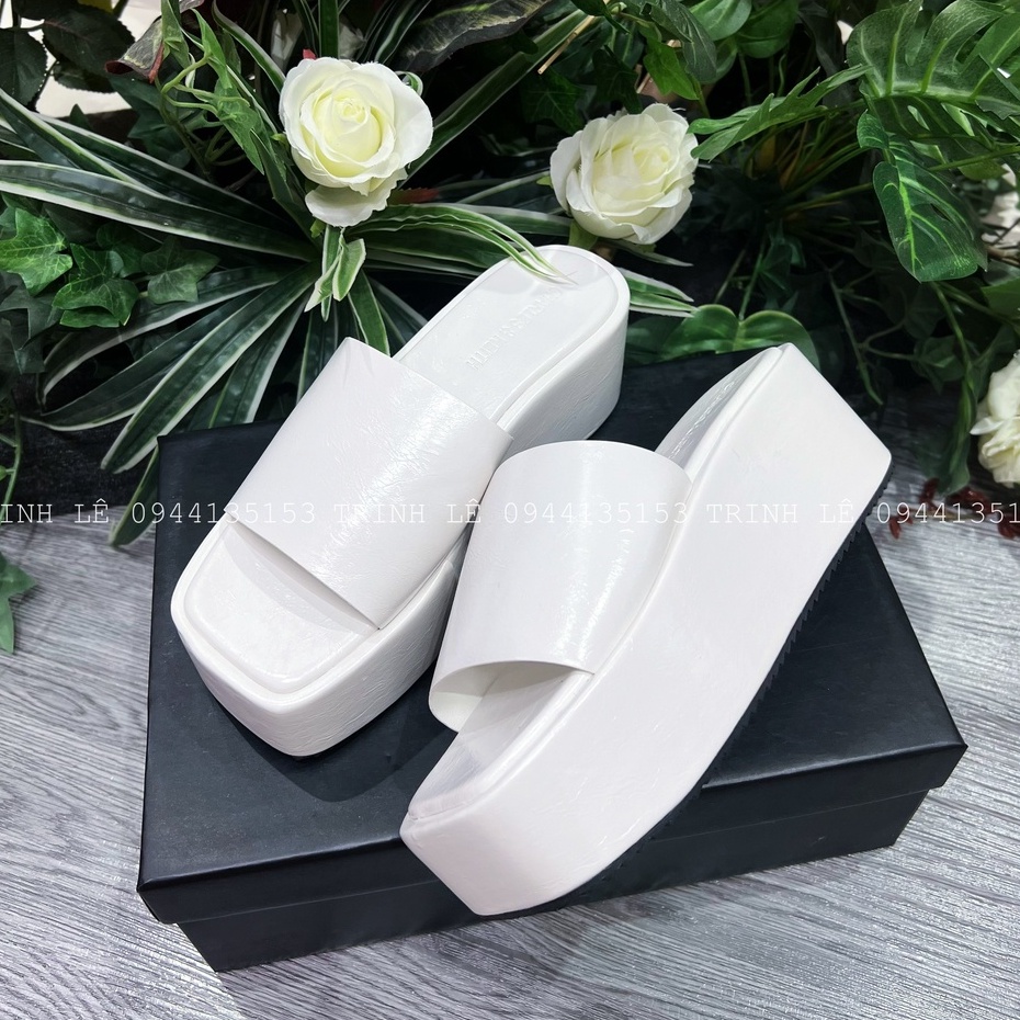 Dép Quai Ngang Nữ Đế Xuồng Cao 7cm Cao Cấp Hot Trend 2022 TRINH LÊ SHOP GIÀY DÉP
