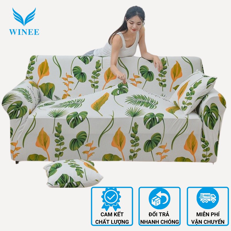 Vỏ bọc sofa chất thun co giãn 4 chiều tiện lợi tặng 1 vỏ gối (không áp dụng cho đôn sofa) Winee