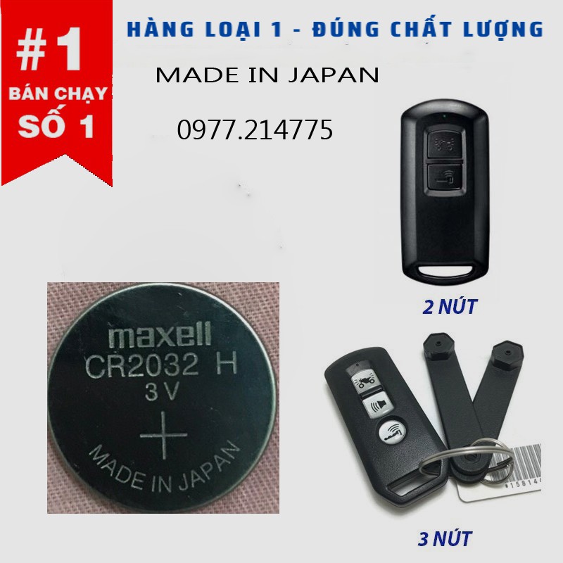 Pin Chìa Khoá Điều Khiển Smartkey Honda Remote SH, VISION, AIRBLADE, LEAD, SH MODE, PCX... Smartkey chính hãng loại 1