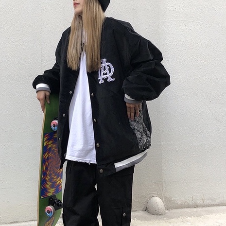 Áo khoác bóng chày nam thêu chữ thời trang cho nam và nữ simple retro bomber dày dặn unisex jacket Couple top coat