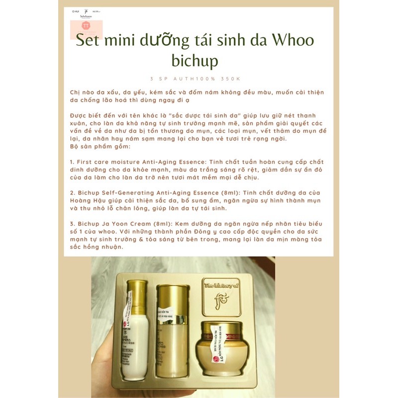 (Bộ Dưỡng Da Tái Tạo )The History Of Whoo Bichup Mini Size 3 Món Sản Phẩm Dưỡng Da Sáng Khỏe