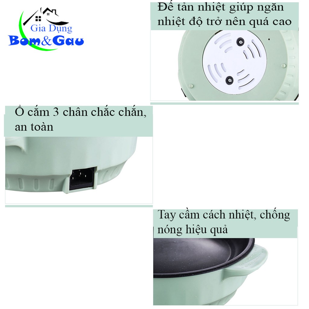 Bếp Nướng Điện Mini Gia Đình Đa Năng, Chống Dính Cao Cấp, Điều Chỉnh Nhiệt Độ, Không Khói, Nướng Thịt, Chiên Trứng