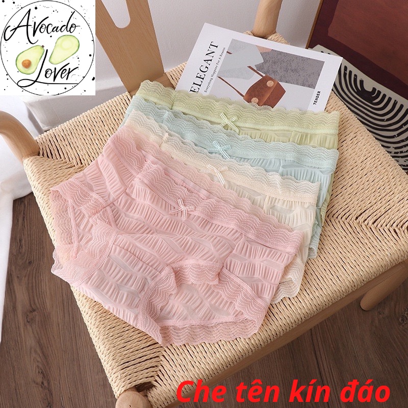 Quần lót nữ vải su lạnh cao cấp phối viền ren lượn sóng mềm mại, ngọt ngào, ôm mông sexy, quyến rũ, freesize<58kg