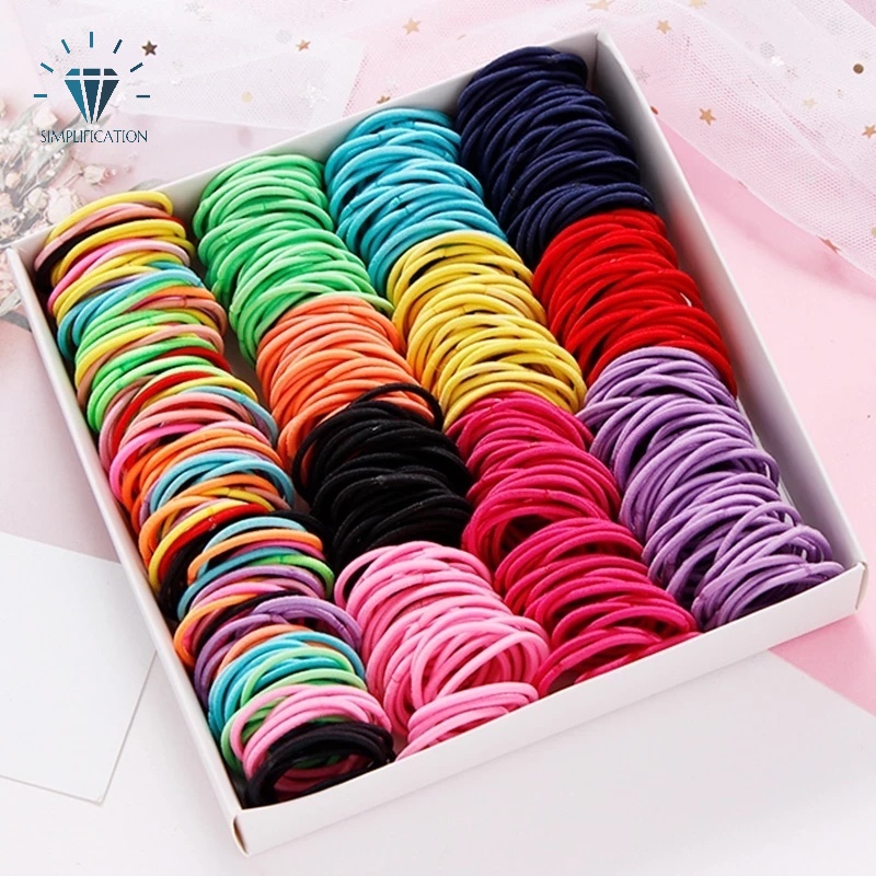Set 50 Dây Buộc Tóc Mỏng Co Giãn 3 Kiểu Màu Sắc Kẹo Ngọt Cho Nam Nữ