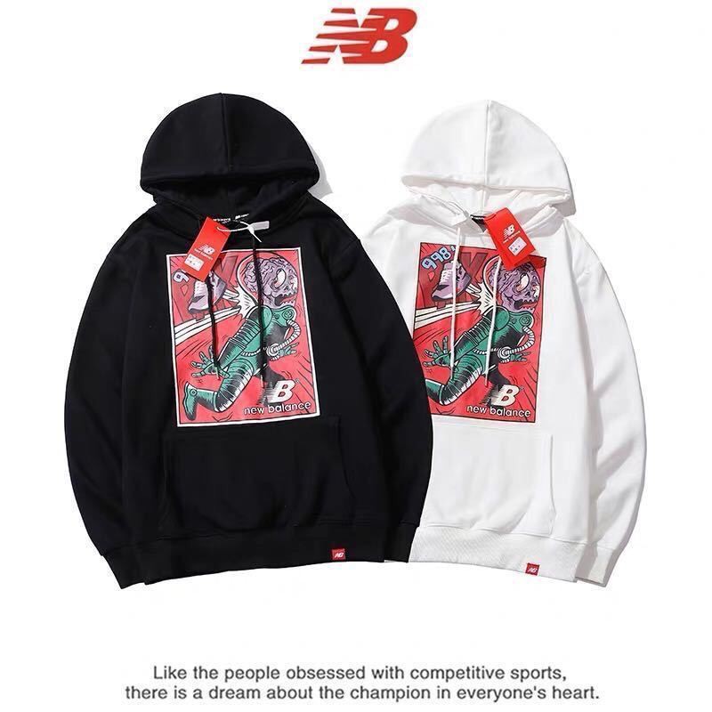 NEW BALANCE Áo Hoodie Form Rộng In Hình Người Ngoài Hành Tinh Thời Trang