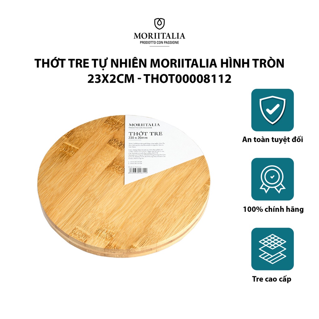 Thớt tre hình tròn Moriitalia cao cấp kháng khuẩn tốt THOT00008112