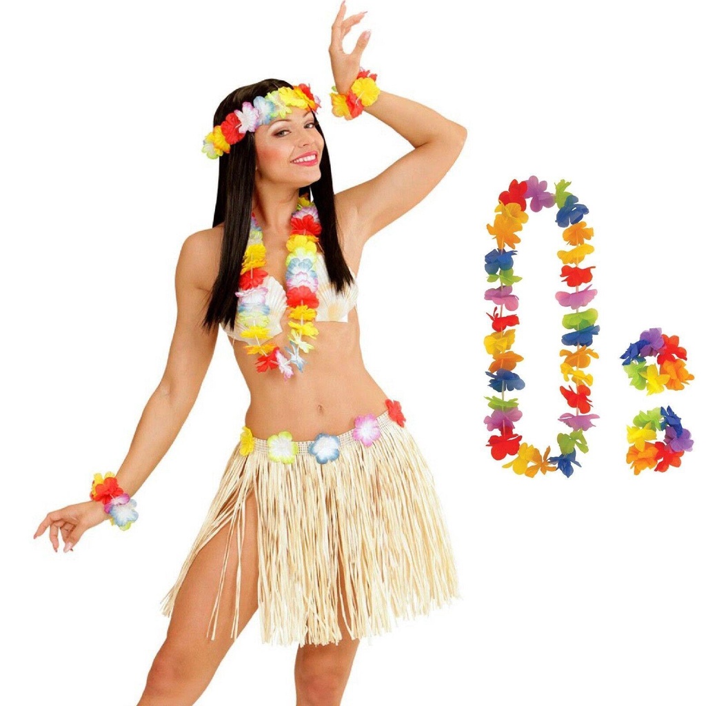 Set 4 Vòng Hoa Đeo Cổ Tay Phong Cách Hawaii Thời Trang Đi Biển Chất Lượng Cao