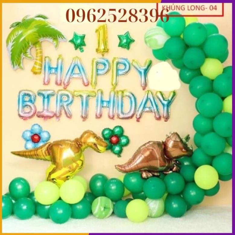 [ TẶNG BƠM + KEO DÁN] Sét Bóng Trang Trí Sinh Nhật Hình Khủng Long