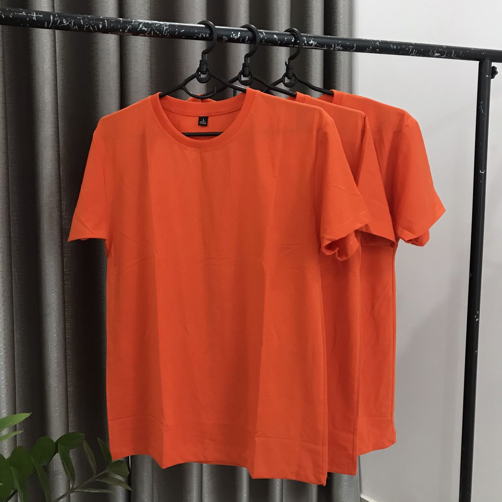 Áo Thun Trơn Cổ Tròn Nam - Nữ Màu Cam