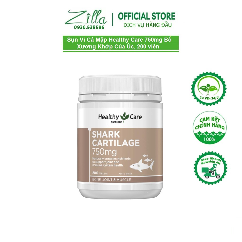 Sụn Vi Cá Mập Healthy Care 750mg Bổ Xương Khớp, 200 viên của Úc