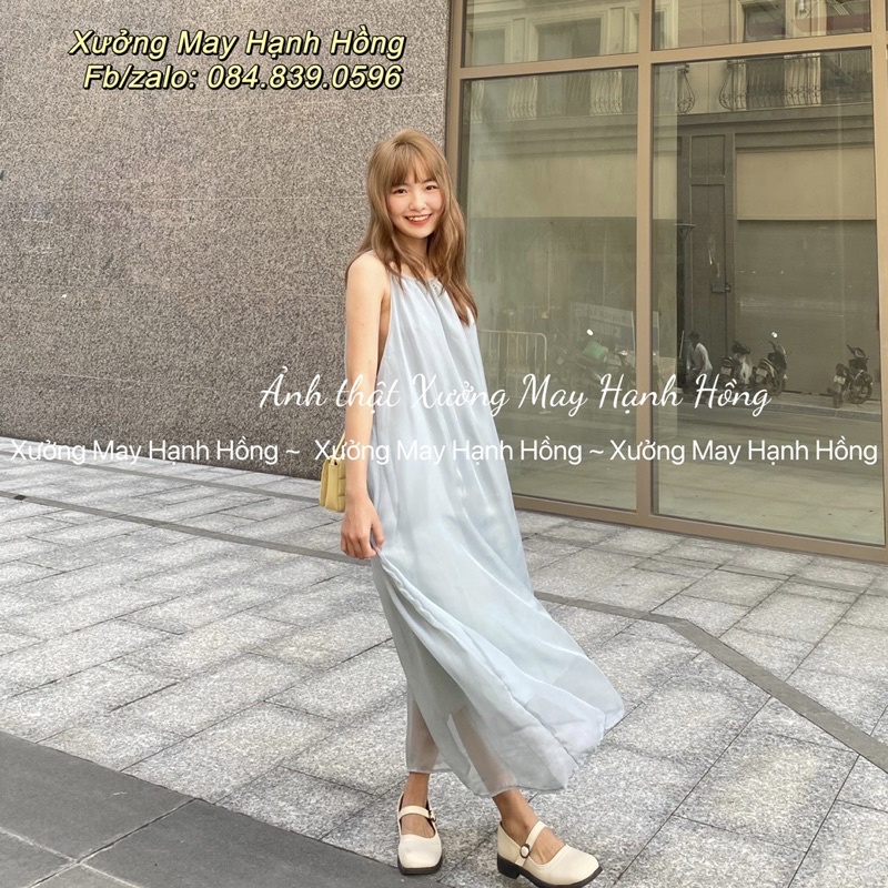 Váy 2 dây xanh, đầm hai dây maxi xanh ngọc đi biển, du lịch | BigBuy360 - bigbuy360.vn