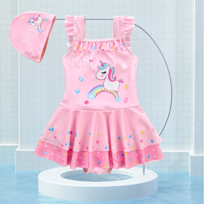 Mũ Bơi Bé Gái Bằng Vải Kỳ Lân Hồng - Phù hợp cho bé từ 15-25kg