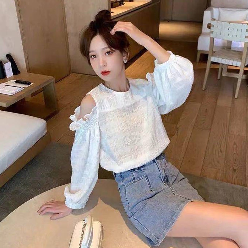 Áo Sơ Mi Tay Dài Dáng Rộng Hở Vai Quyến Rũ Thời Trang Phong Cách Hàn Quốc 2022