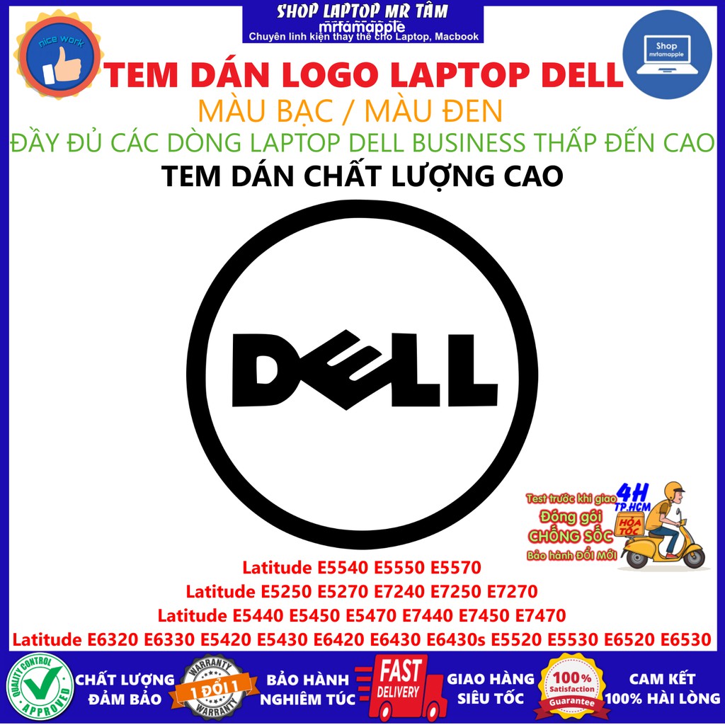 (STICKER) TEM LOGO DELL (BẠC, ĐEN) DÁN MÁY TÍNH LAPTOP