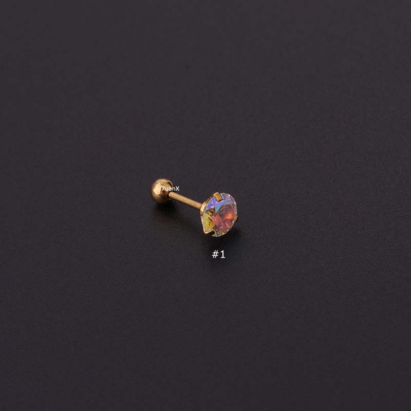 Khuyên tai chốt dài đính đá zircon đơn giản 20g