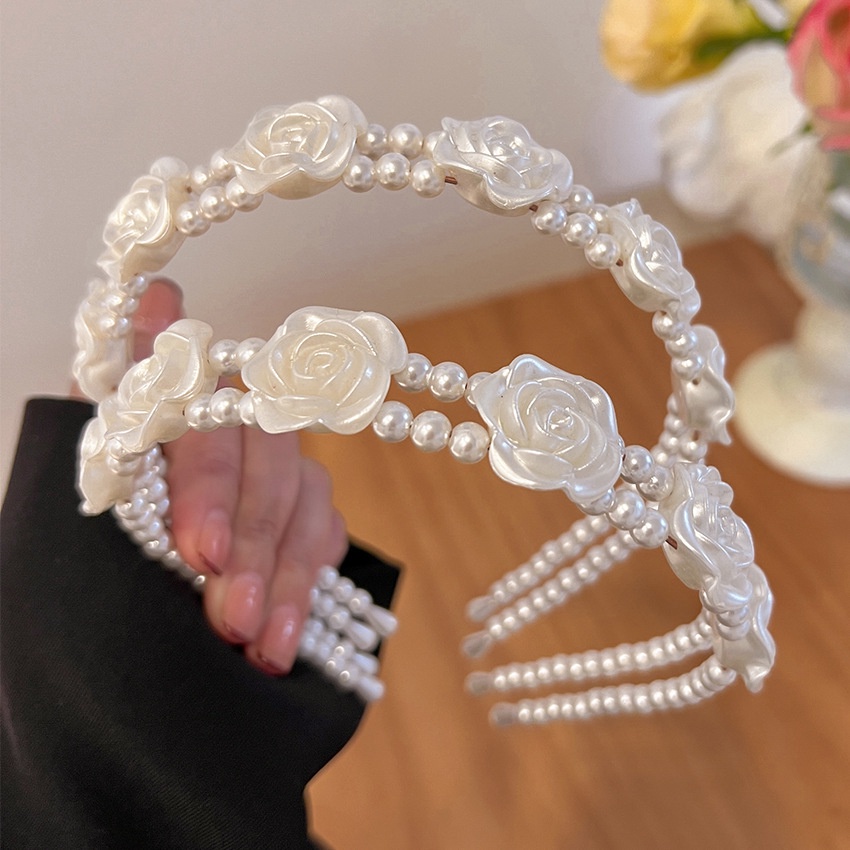 Băng Đô Hoa Hồng Đính Ngọc Trai Thanh Lịch