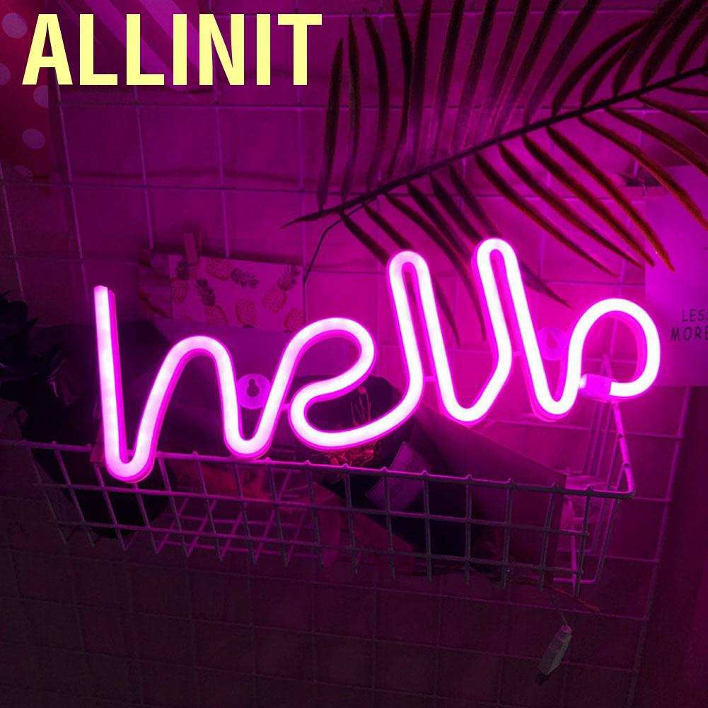 Allinit Unique Hello English Letter Shape LED Light Decorative for Proposal Birthday Party Home