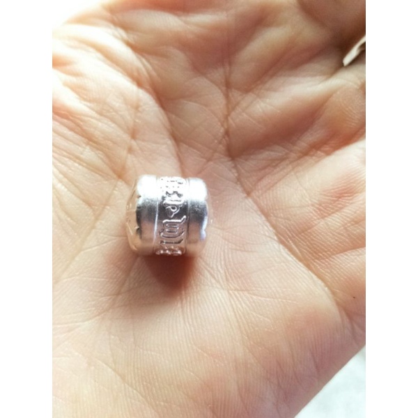 Lu thống bạc ta nguyên chất khắc chú Ommani chú đại bi bình an may mắn 10*12mm